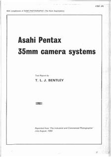Pentax SV manual. Camera Instructions.